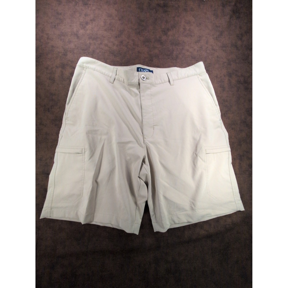 Chaps Golf Mens Khaki Beige Performance Cargo Chino Shorts 36 Wicking Stretch